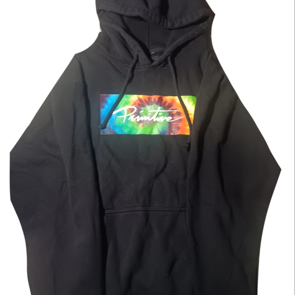 Thrifted Primitive Black Hoodie with Colorful Logo